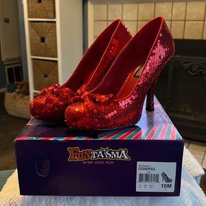 Funtasma Red Sequin platform High heel pumps size 10